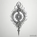 Dagger forming spiral flame, concept art for… — эскиз тату (№1750535166_0, 21.06.2025 19:46) — Tatufoto.com