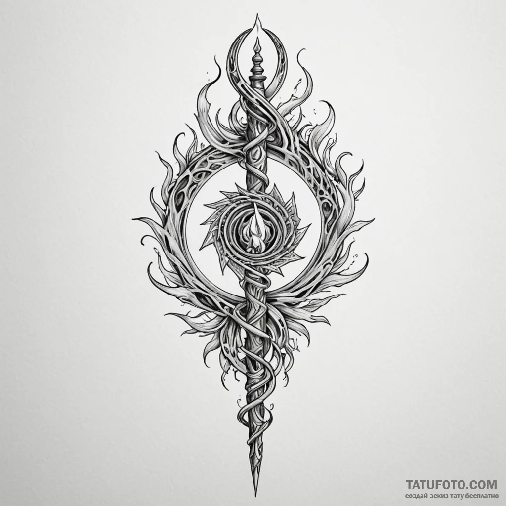 Dagger forming spiral flame, concept art for... - эскиз тату (№1750535166_0, 21.06.2025 19:46) — Tatufoto.com