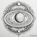 Saturn with its rings made of orbiting bones,… — эскиз тату (№1750535250_1, 21.06.2025 19:47) — Tatufoto.com