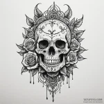 Bone gauntlet holding burning flower, tattoo… — эскиз тату (№1750535334_0, 21.06.2025 19:48) — Tatufoto.com
