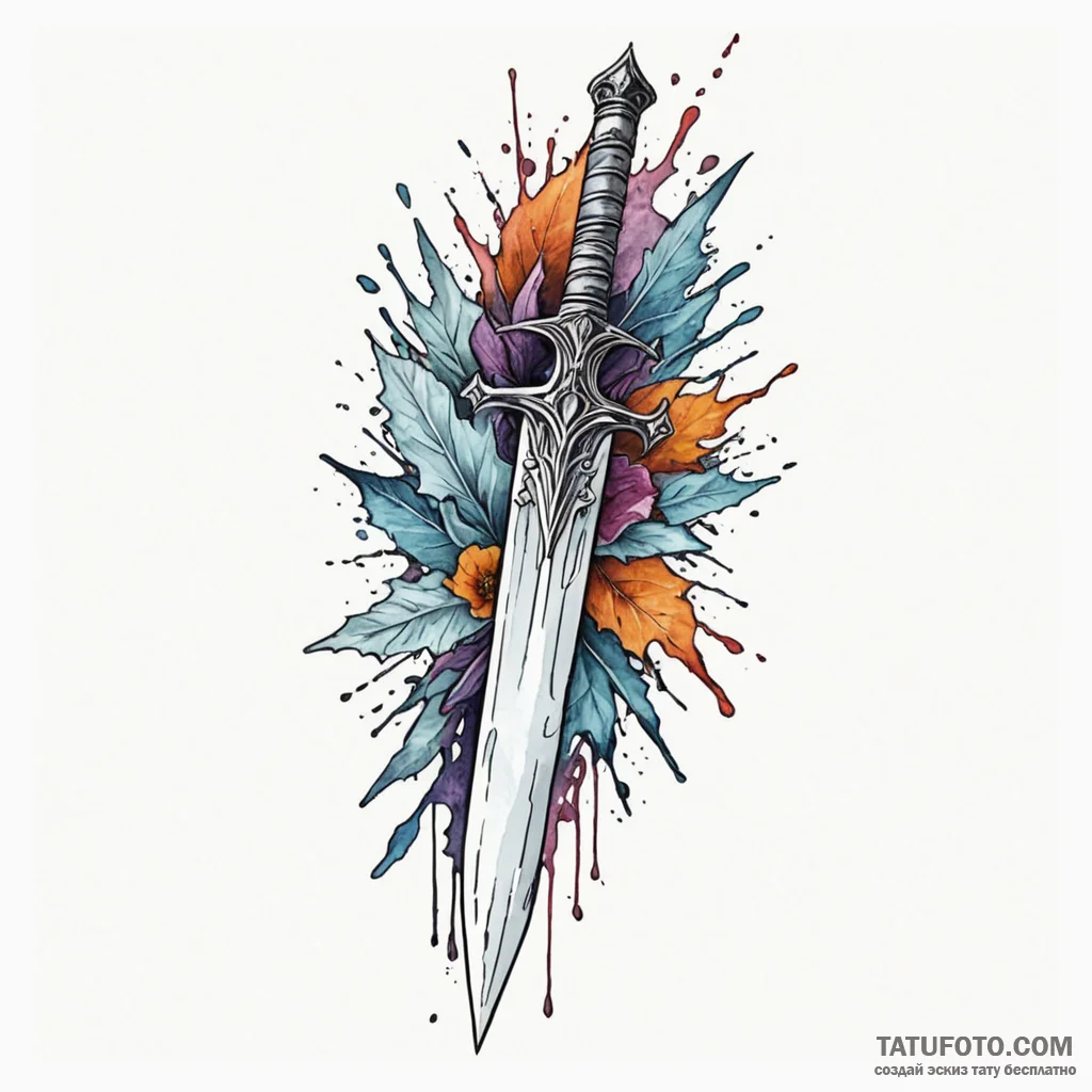 Fallen dagger through frozen relic, ink illus... - эскиз тату (№1750536961_0, 21.06.2025 20:16) — Tatufoto.com