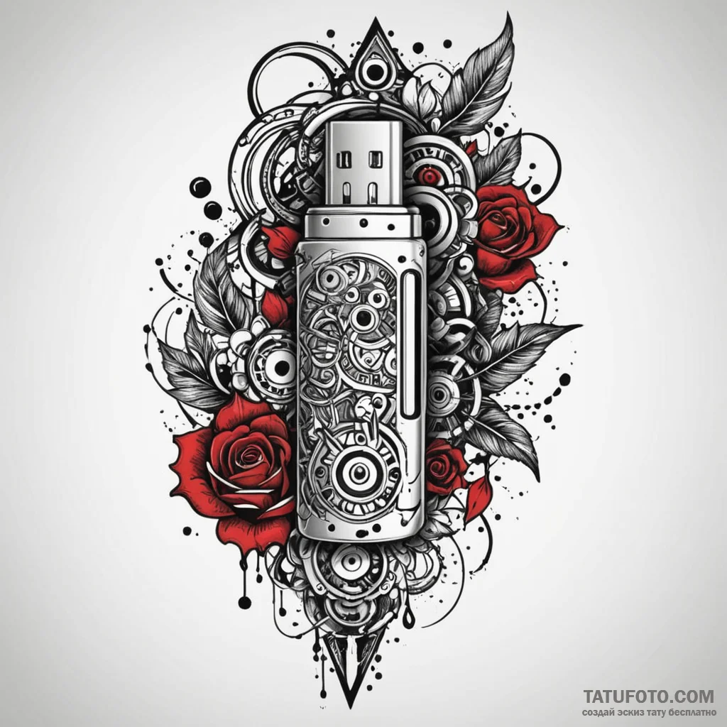 Usb stick, simple icon, tattoo sketch design,... - эскиз тату (№1750537045_1, 21.06.2025 20:17) — Tatufoto.com