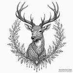 Arcane deer with branches for antlers, tattoo… — эскиз тату (№1750537129_0, 21.06.2025 20:18) — Tatufoto.com
