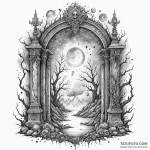 Ghostly relic beneath celestial gate, tattoo… — эскиз тату (№1750537213_0, 21.06.2025 20:20) — Tatufoto.com