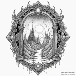 Ghostly relic beneath celestial gate, tattoo… — эскиз тату (№1750537213_1, 21.06.2025 20:20) — Tatufoto.com