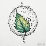 A whimsical bubble on a leaf, dewdrop,, conce… — эскиз тату (№1750537801_0, 21.06.2025 20:30) — Tatufoto.com