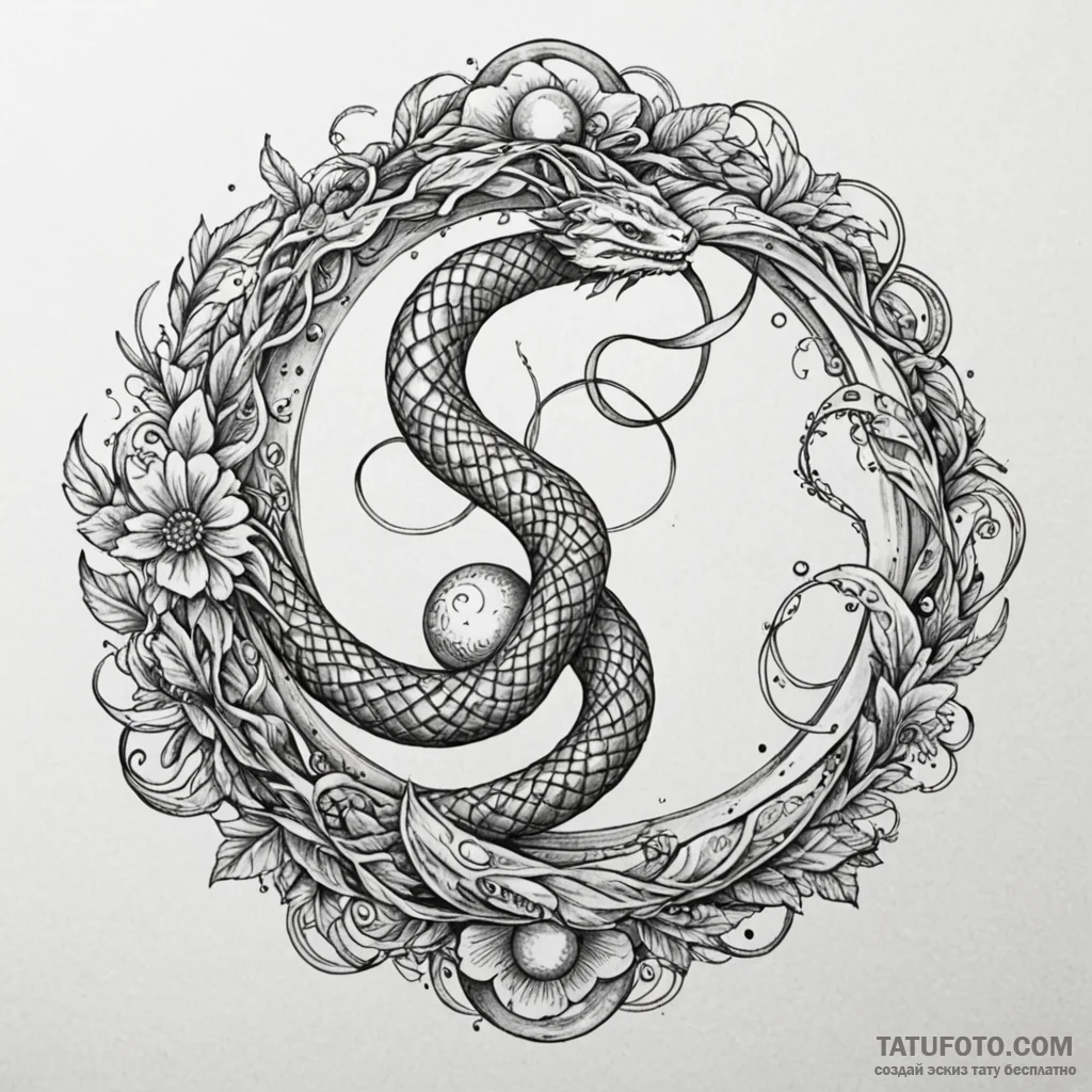Angelic serpent wrapping around celestial orb... - эскиз тату (№1750538057_0, 21.06.2025 20:34) — Tatufoto.com