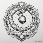 Angelic serpent wrapping around celestial orb… — эскиз тату (№1750538057_1, 21.06.2025 20:34) — Tatufoto.com