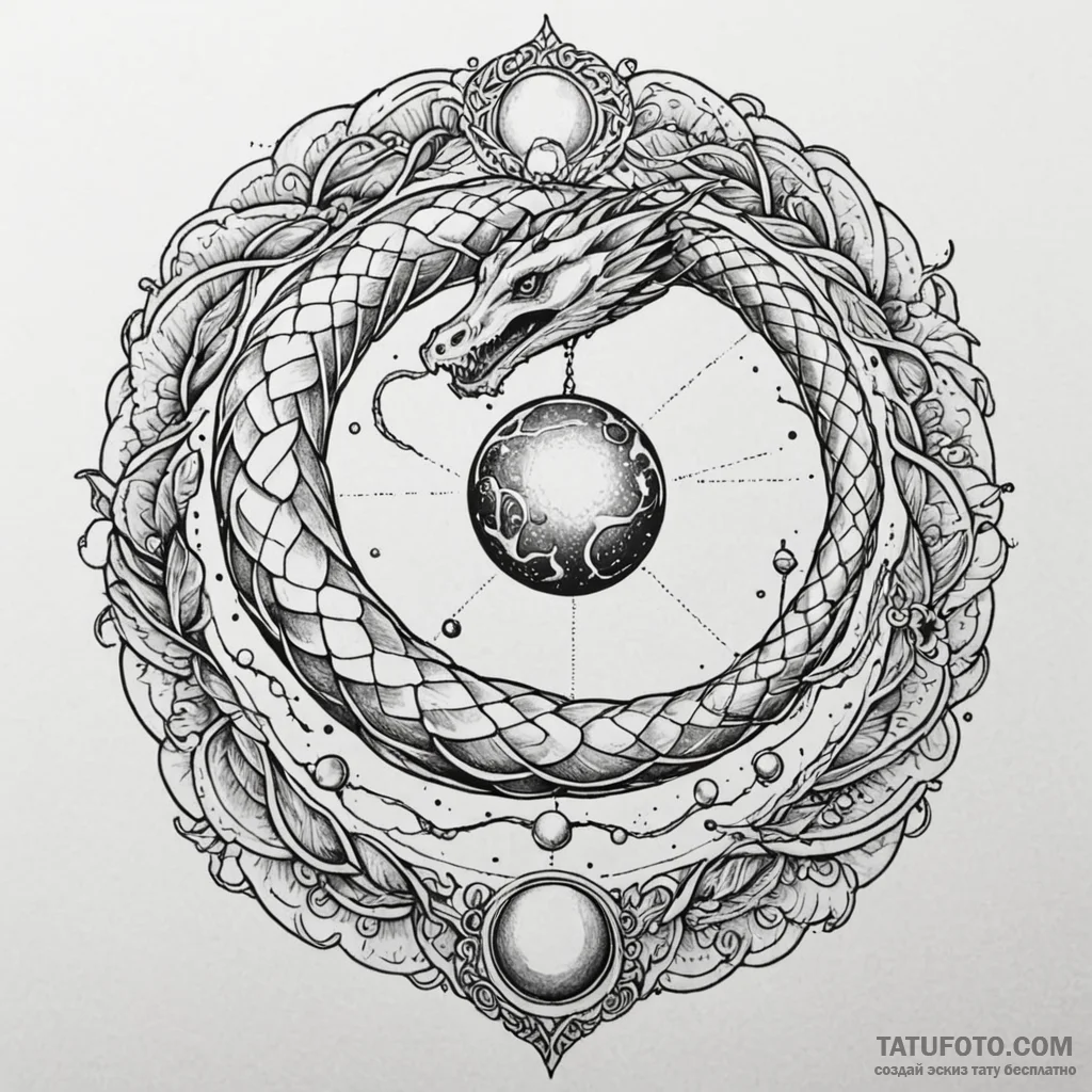 Angelic serpent wrapping around celestial orb... - эскиз тату (№1750538057_1, 21.06.2025 20:34) — Tatufoto.com