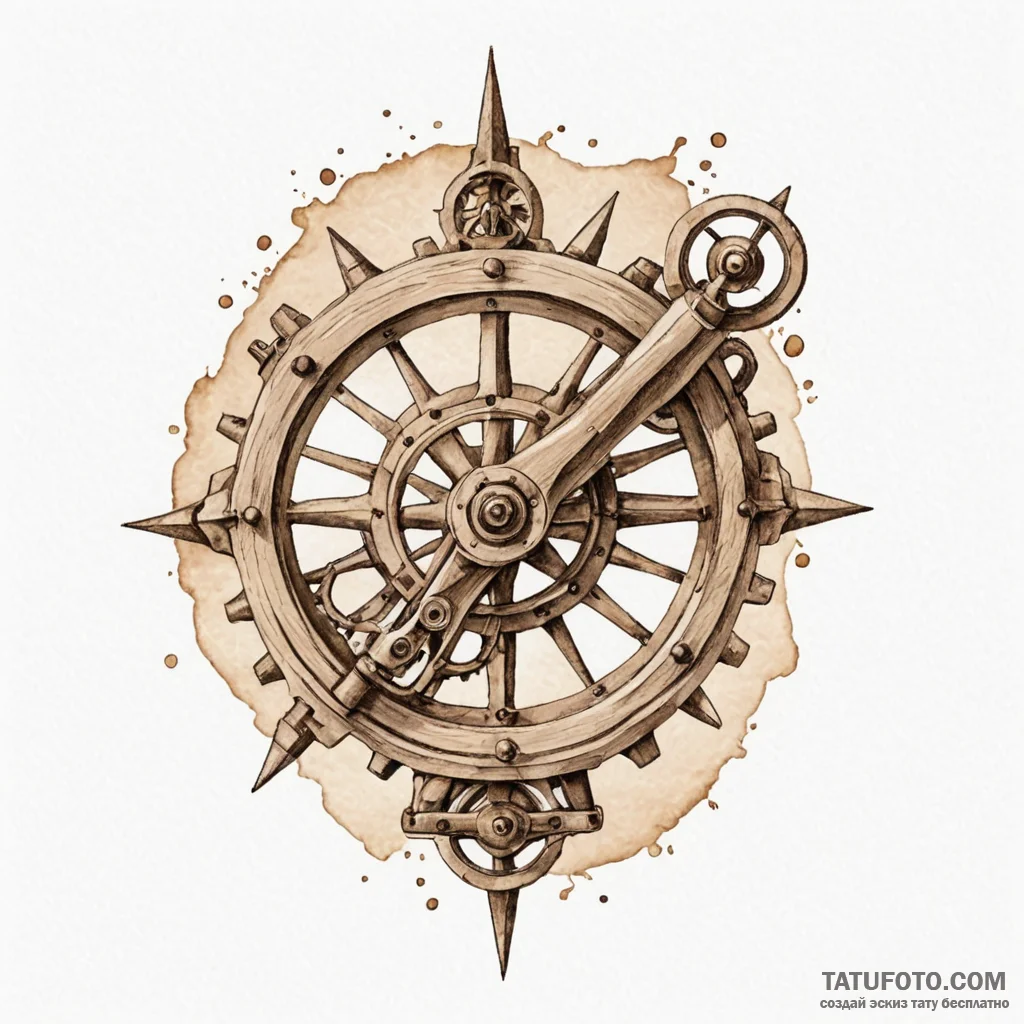Sextant, concept art for tattoo, minimalist a... - эскиз тату (№1750538740_0, 21.06.2025 20:45) — Tatufoto.com