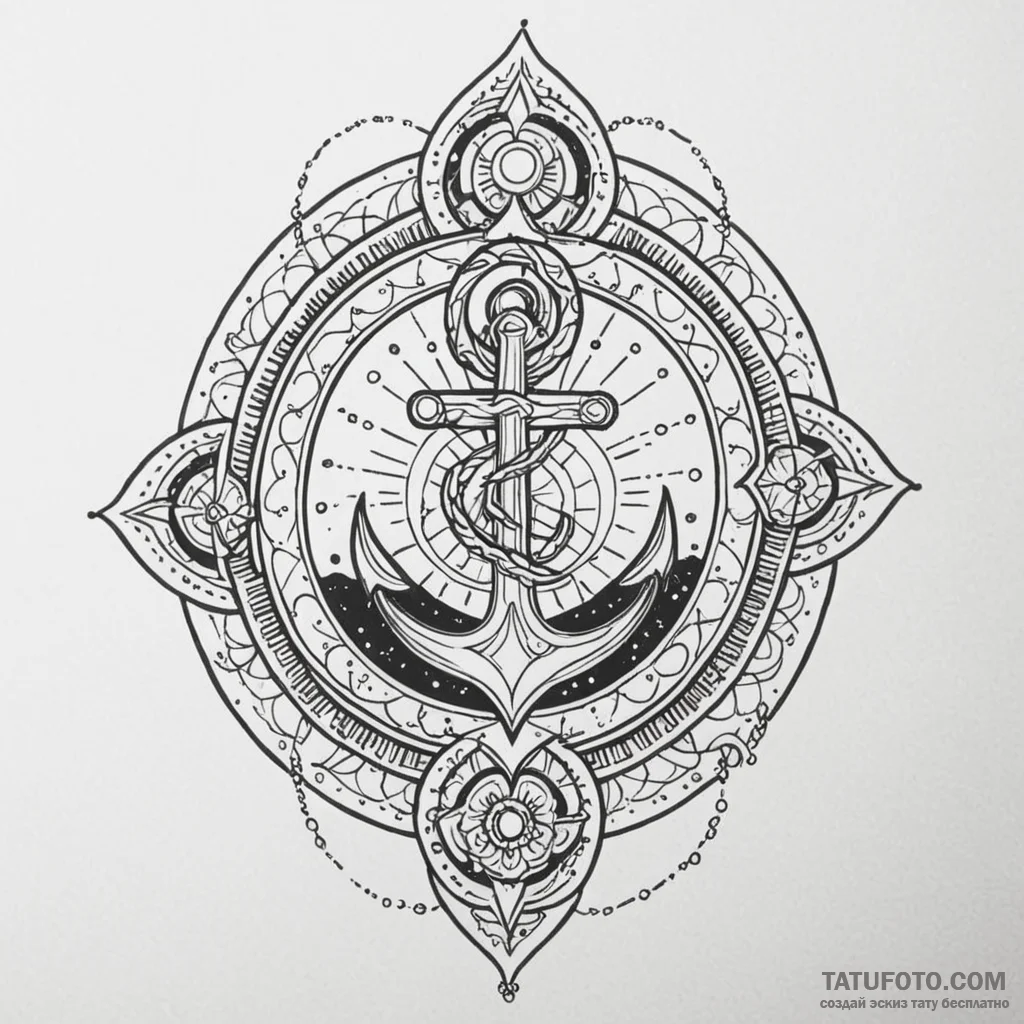 Astral anchor sinking in galaxy sea, tattoo f... - эскиз тату (№1750538997_0, 21.06.2025 20:49) — Tatufoto.com