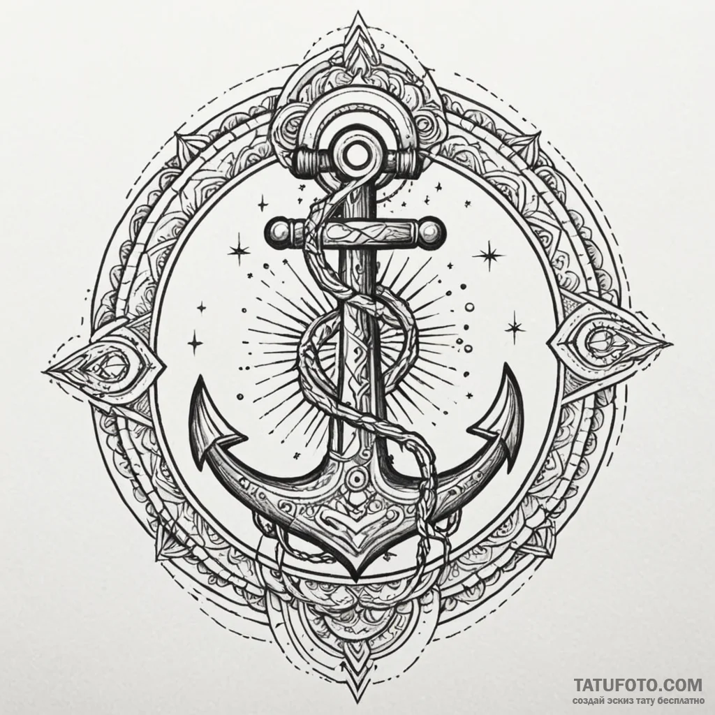 Astral anchor sinking in galaxy sea, tattoo f... - эскиз тату (№1750538997_1, 21.06.2025 20:49) — Tatufoto.com