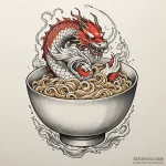 Ramen bowl with noodles of wire and a broth o… — эскиз тату (№1750539852_1, 21.06.2025 21:04) — Tatufoto.com