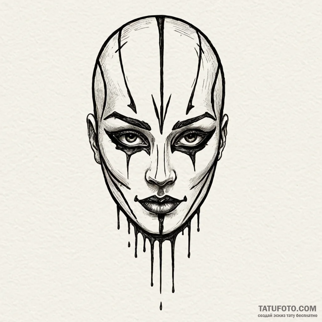 Black mask leaking shadows, concept art for t... - эскиз тату (№1750540535_0, 21.06.2025 21:15) — Tatufoto.com