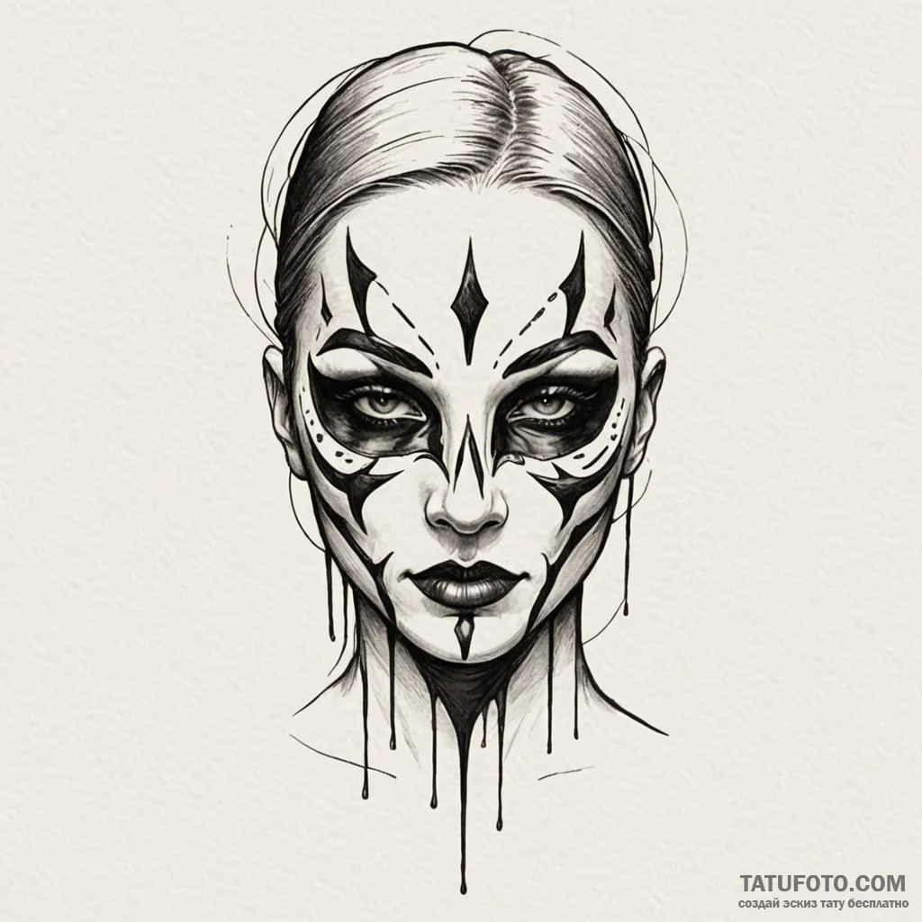 Black mask leaking shadows, concept art for t... - эскиз тату (№1750540535_1, 21.06.2025 21:15) — Tatufoto.com
