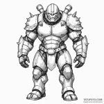 Juggernaut in massive, unstoppable armor, ink… — эскиз тату (№1750541566_0, 21.06.2025 21:32) — Tatufoto.com