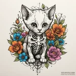 Kitten skeleton curled in bloom, concept art… — эскиз тату (№1750542340_0, 21.06.2025 21:45) — Tatufoto.com
