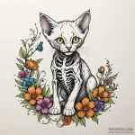 Kitten skeleton curled in bloom, concept art… — эскиз тату (№1750542340_1, 21.06.2025 21:45) — Tatufoto.com