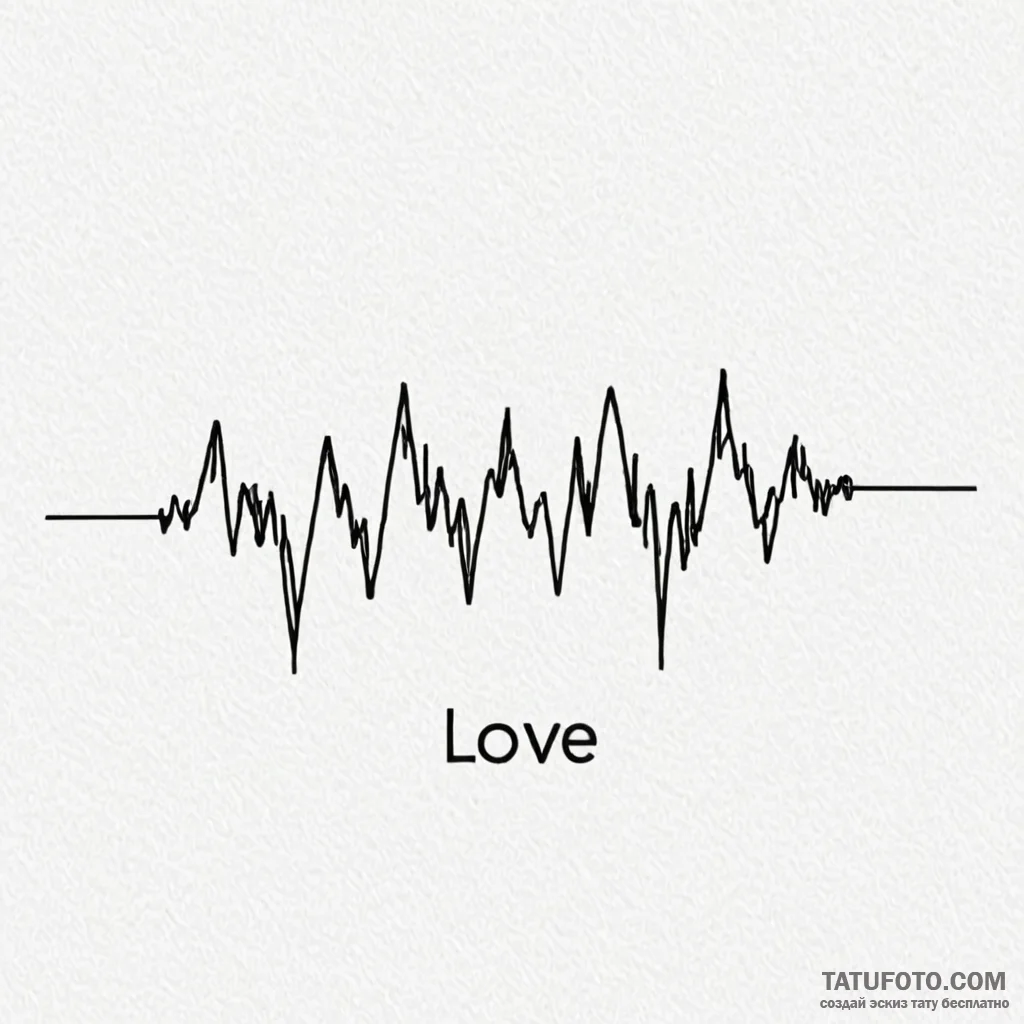 Audio waveform of a specific word (e.g., "lov... - эскиз тату (№1750543271_1, 21.06.2025 22:01) — Tatufoto.com