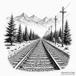 Railway track stretching to the horizon, ink… — эскиз тату (№1750543357_0, 21.06.2025 22:02) — Tatufoto.com