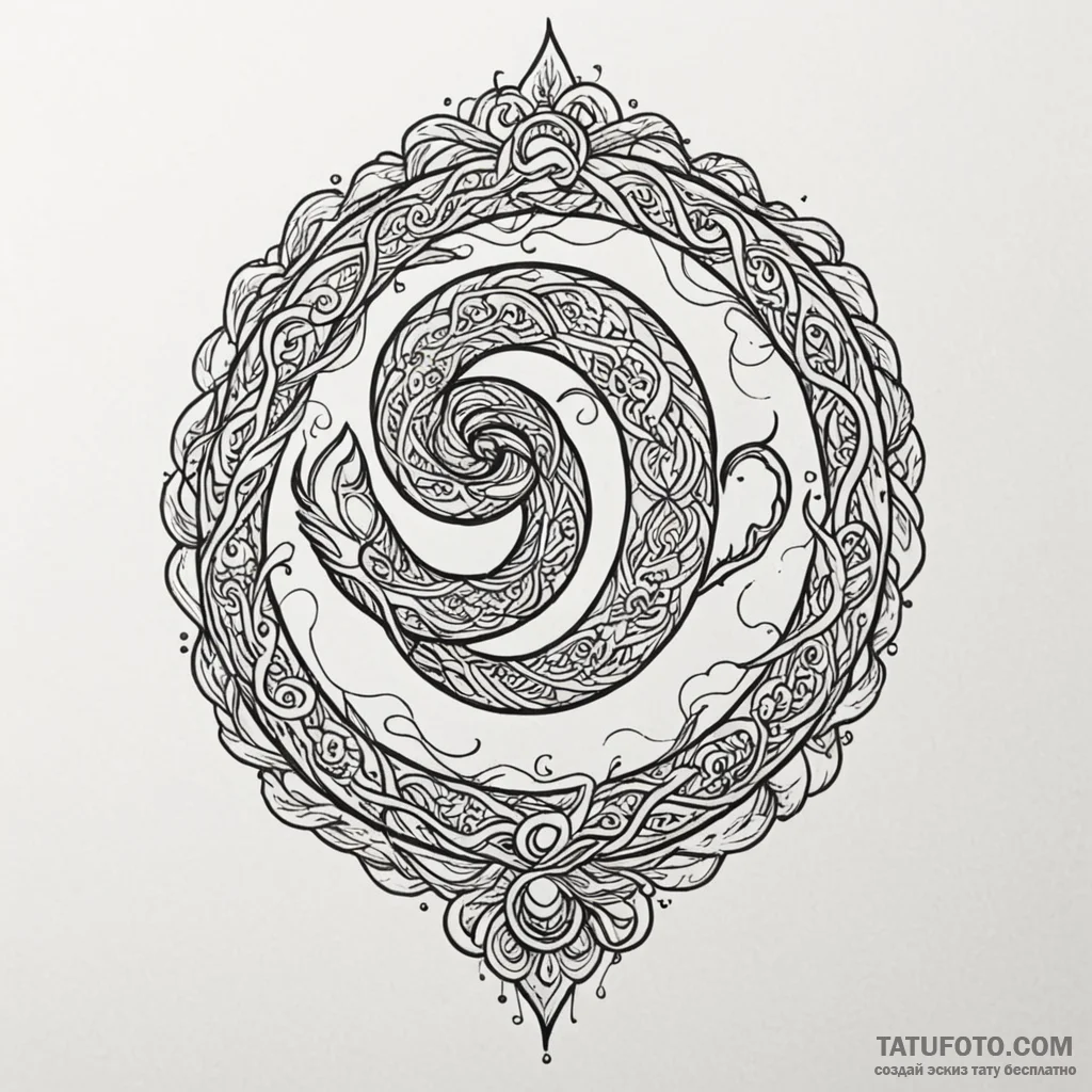 Jade serpent spiraling through void, tattoo l... - эскиз тату (№1750543441_1, 21.06.2025 22:04) — Tatufoto.com