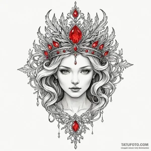 Unseen relic crowned in frost, artistic tatto... - эскиз тату (№1750545055_1, 21.06.2025 22:30) — Tatufoto.com