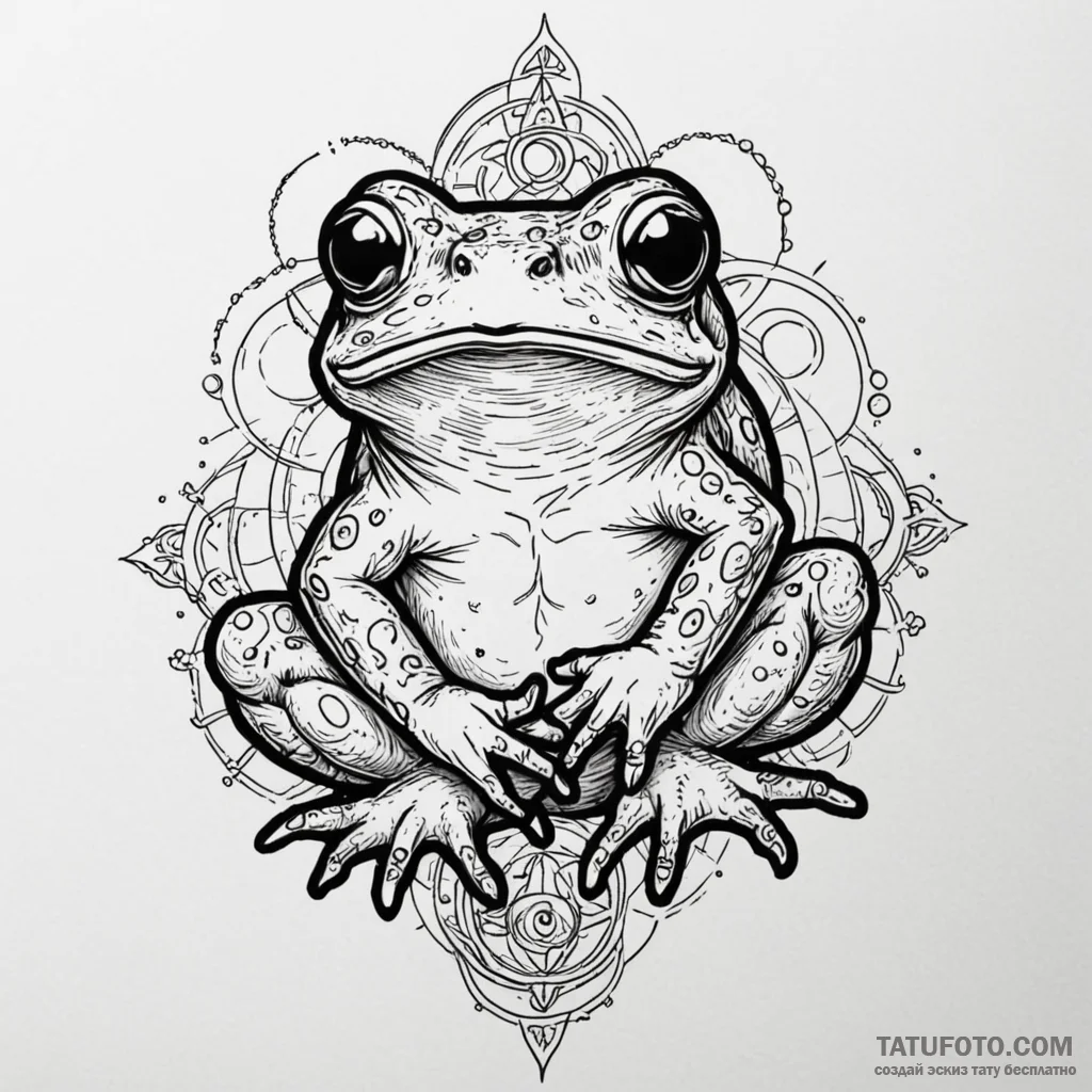 Toad with alchemical symbols on its back, art... - эскиз тату (№1750545141_0, 21.06.2025 22:32) — Tatufoto.com
