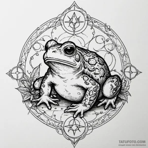 Toad with alchemical symbols on its back, art... - эскиз тату (№1750545141_1, 21.06.2025 22:32) — Tatufoto.com