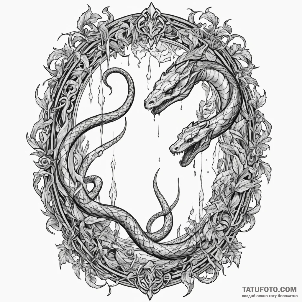 Mirror serpent through shattered glass, artis... - эскиз тату (№1750545920_0, 21.06.2025 22:45) — Tatufoto.com
