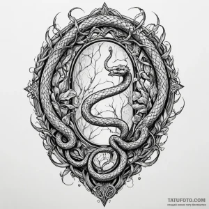 Mirror serpent through shattered glass, artis... - эскиз тату (№1750545920_1, 21.06.2025 22:45) — Tatufoto.com