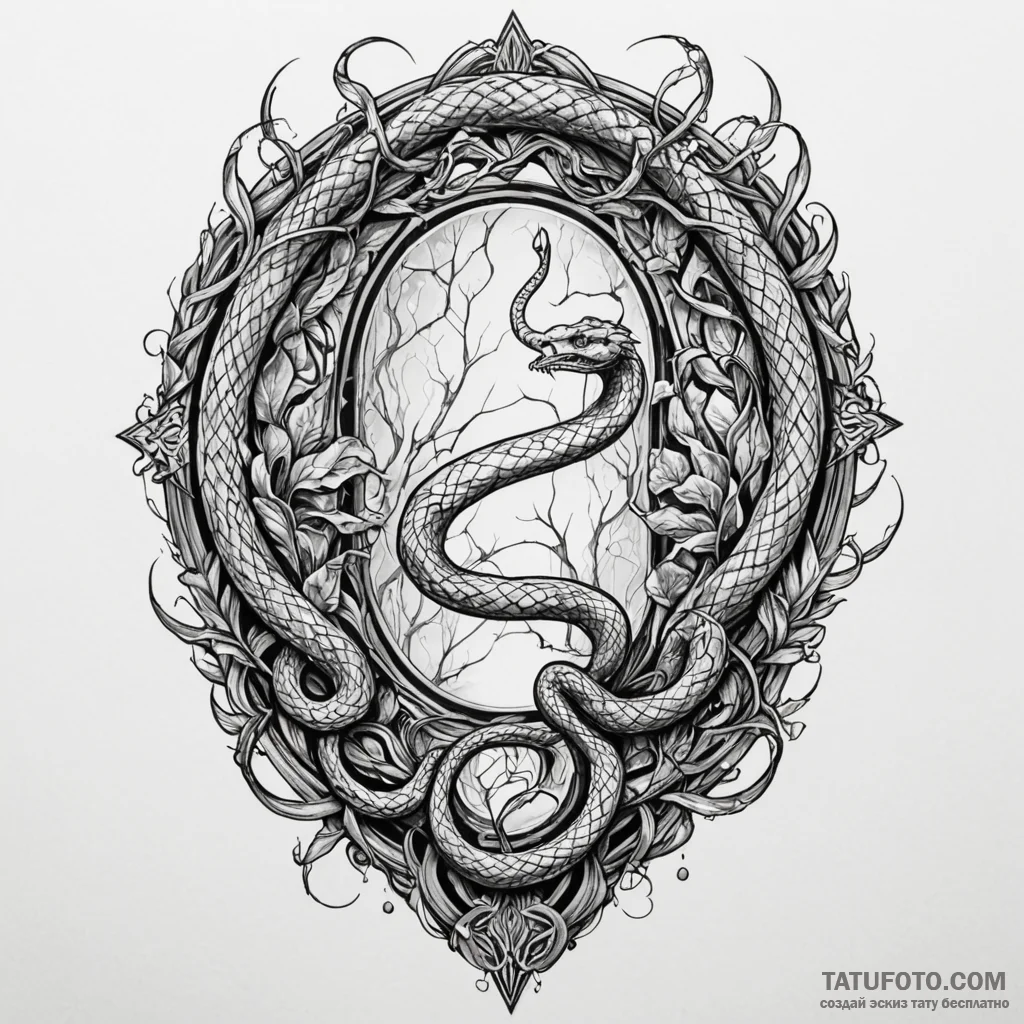 Mirror serpent through shattered glass, artis... - эскиз тату (№1750545920_1, 21.06.2025 22:45) — Tatufoto.com