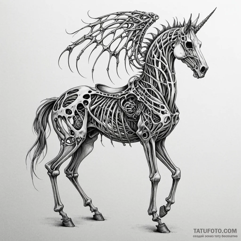 Harbinger of death on a skeletal steed, tatto... - эскиз тату (№1750546005_0, 21.06.2025 22:46) — Tatufoto.com