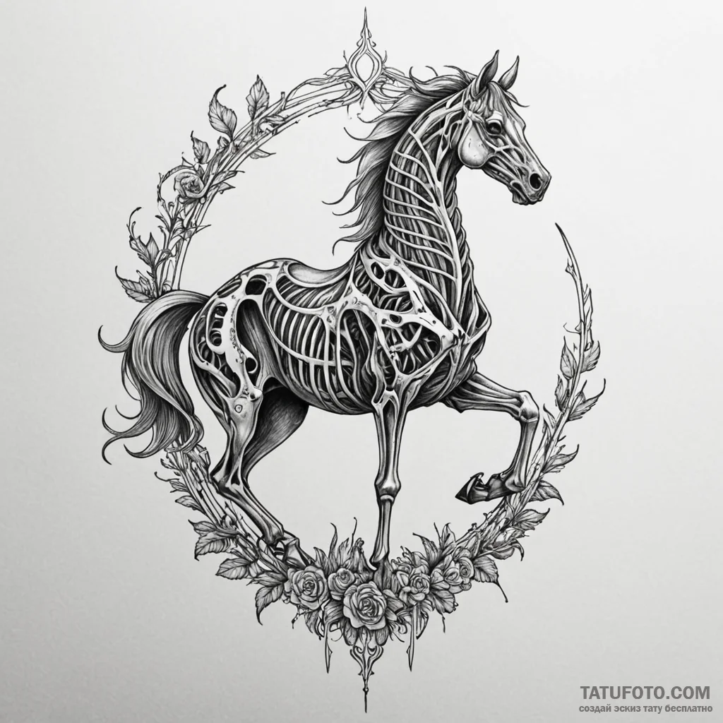 Harbinger of death on a skeletal steed, tatto... - эскиз тату (№1750546005_1, 21.06.2025 22:46) — Tatufoto.com