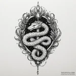 Jewel serpent crowned with stars, ink illustr… — эскиз тату (№1750546088_0, 21.06.2025 22:48) — Tatufoto.com