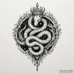 Jewel serpent crowned with stars, ink illustr… — эскиз тату (№1750546088_1, 21.06.2025 22:48) — Tatufoto.com