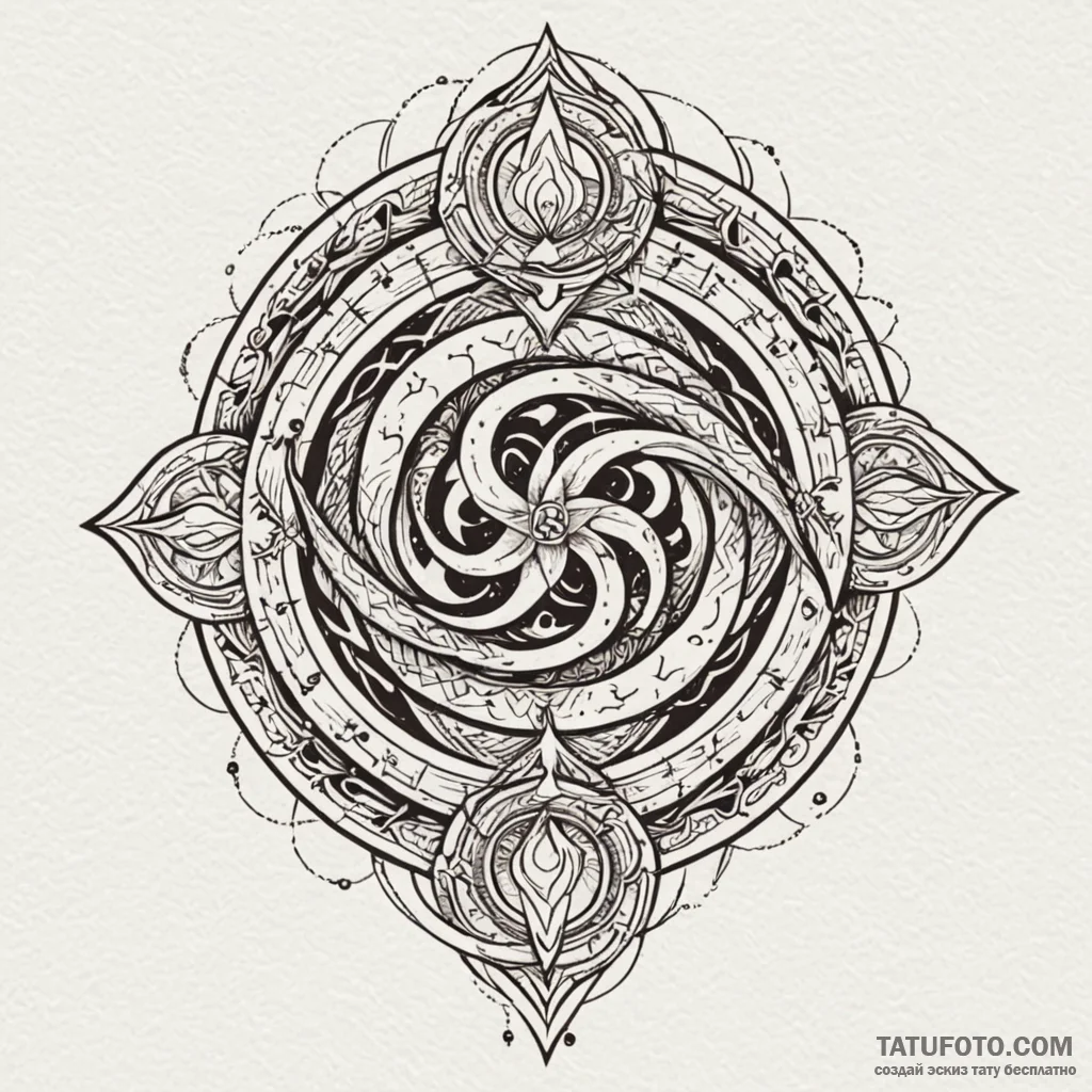 Flaming serpent piercing celestial gate, tatt... - эскиз тату (№1750546860_1, 21.06.2025 23:01) — Tatufoto.com