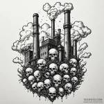 Factory smokestack emitting clouds shaped lik… — эскиз тату (№1750547031_0, 21.06.2025 23:03) — Tatufoto.com