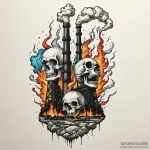 Factory smokestack emitting clouds shaped lik… — эскиз тату (№1750547031_1, 21.06.2025 23:03) — Tatufoto.com
