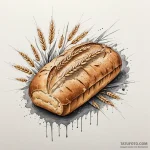 A rustic bread loaf with wheat stalks, artisa… — эскиз тату (№1750547121_0, 21.06.2025 23:05) — Tatufoto.com