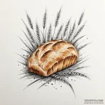 A rustic bread loaf with wheat stalks, artisa… — эскиз тату (№1750547121_1, 21.06.2025 23:05) — Tatufoto.com