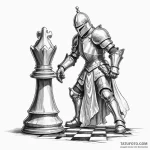 Chess piece (e.g., a knight defeating a pawn) — эскиз тату (№1750547812_1, 21.06.2025 23:16) — Tatufoto.com