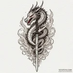 Katana blade unsheathed, with a dragon reflec… — эскиз тату (№1750547893_1, 21.06.2025 23:18) — Tatufoto.com