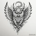 Owl wings beneath shattered veil, tattoo draw… — эскиз тату (№1750548667_1, 21.06.2025 23:31) — Tatufoto.com