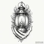Lantern held by a ghostly hand, tattoo line a… — эскиз тату (№1750548751_0, 21.06.2025 23:32) — Tatufoto.com