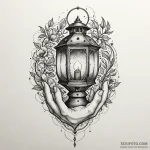 Lantern held by a ghostly hand, tattoo line a… — эскиз тату (№1750548751_1, 21.06.2025 23:32) — Tatufoto.com
