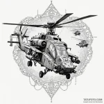 Helicopter gunship (e.g., apache) unleashing… — эскиз тату (№1750548842_0, 21.06.2025 23:34) — Tatufoto.com