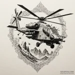 Helicopter gunship (e.g., apache) unleashing… — эскиз тату (№1750548842_1, 21.06.2025 23:34) — Tatufoto.com