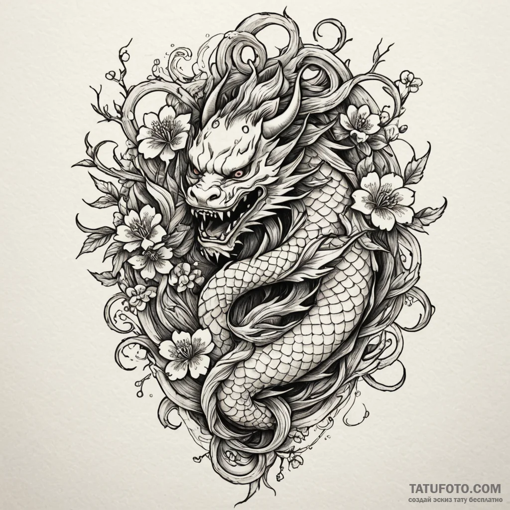 Blackthorn, artistic tattoo sketch, highly de... - эскиз тату (№1750550444_1, 22.06.2025 00:00) — Tatufoto.com