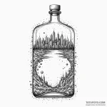 Liquor bottle with a submerged, abandoned cit… — эскиз тату (№1750550613_0, 22.06.2025 00:03) — Tatufoto.com