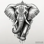 Elephant with tusks of petrified wood, tattoo… — эскиз тату (№1750551382_1, 22.06.2025 00:16) — Tatufoto.com